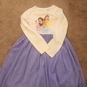 Disney 7/8 White and Purple Long Sleeve Princess Dress